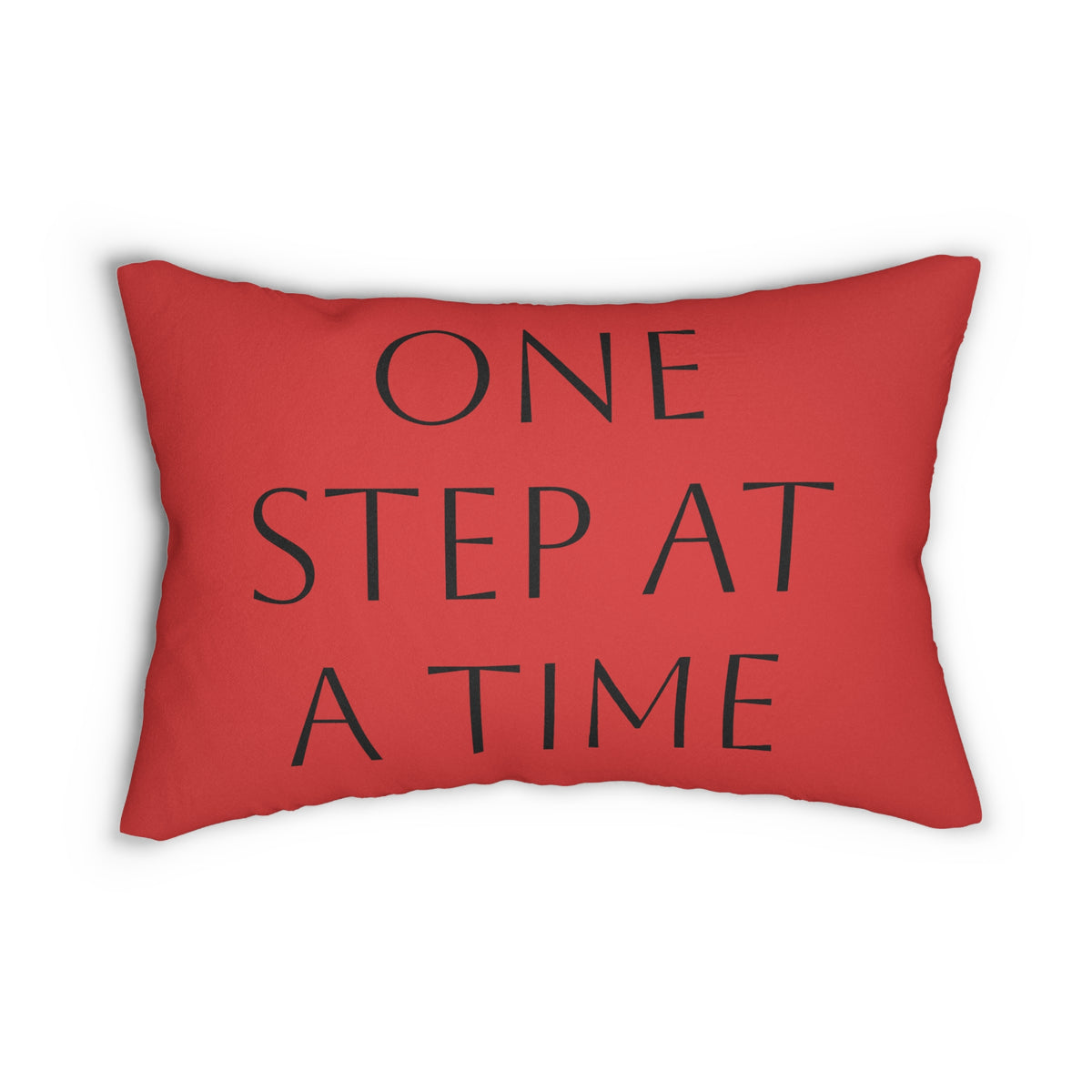 One Step at a Time Lumbar Pillow — Red Motivational Accent Pillow