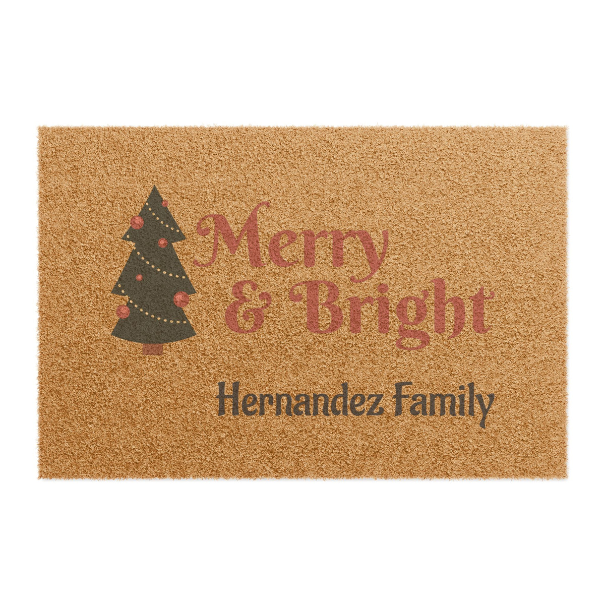 Merry & Bright Personalized Doormat — Custom Family Christmas Welcome Mat