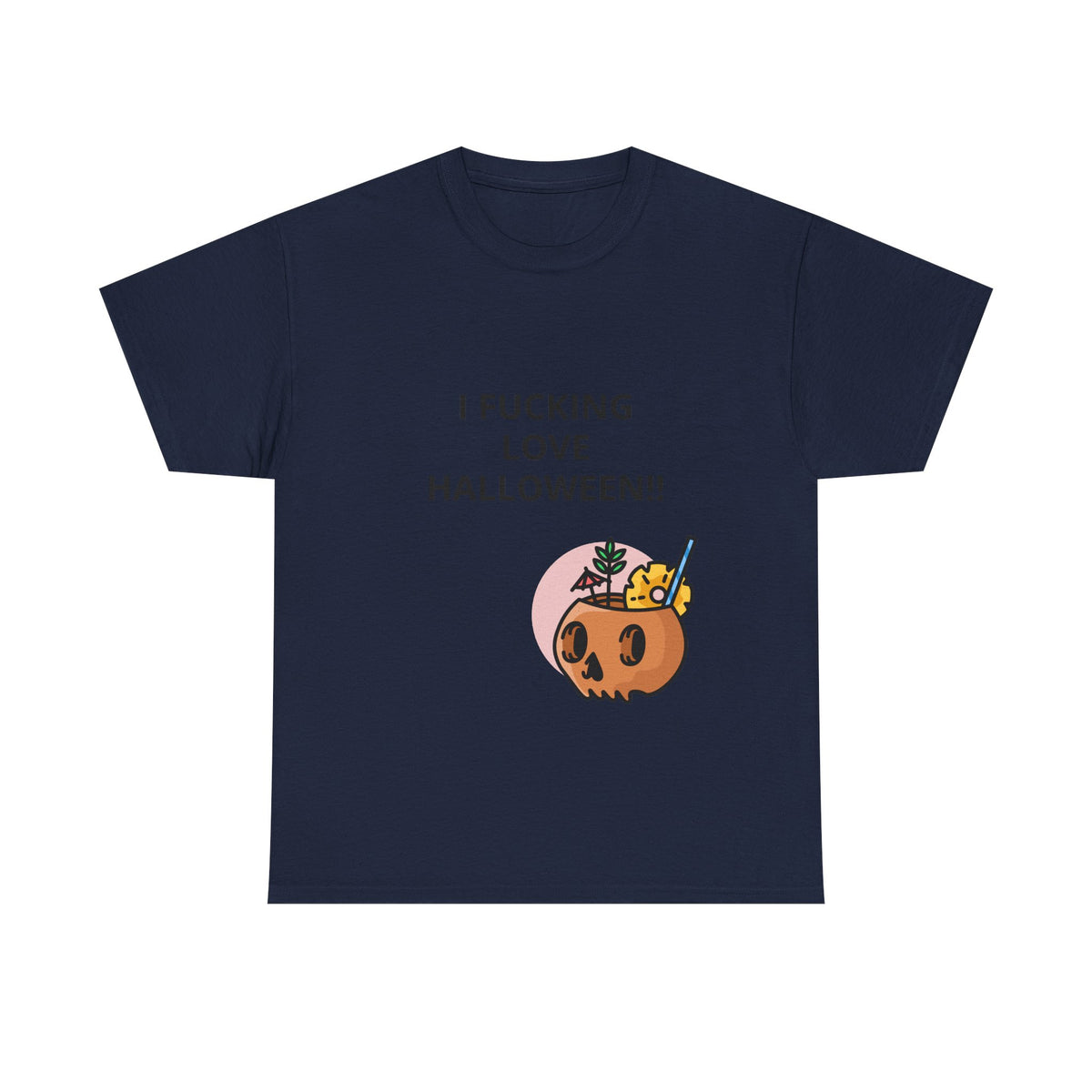 Halloween Skull Tee — “I Fucking Love Halloween!!” Front + Hey Boo Back