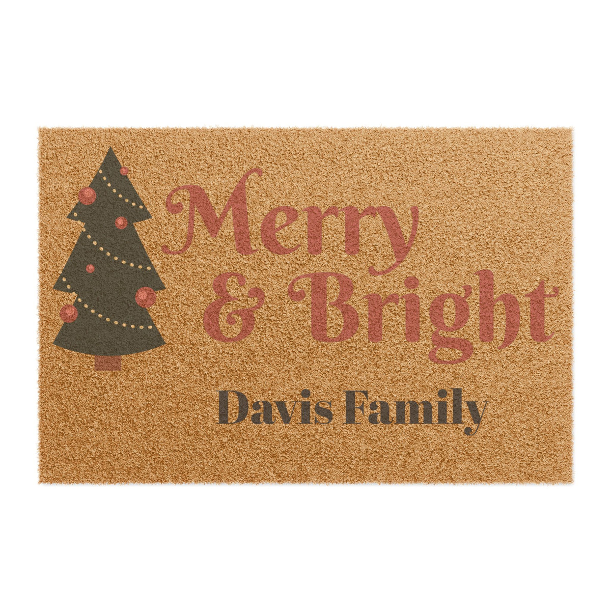 Merry & Bright Personalized Doormat — Custom Family Christmas Welcome Mat