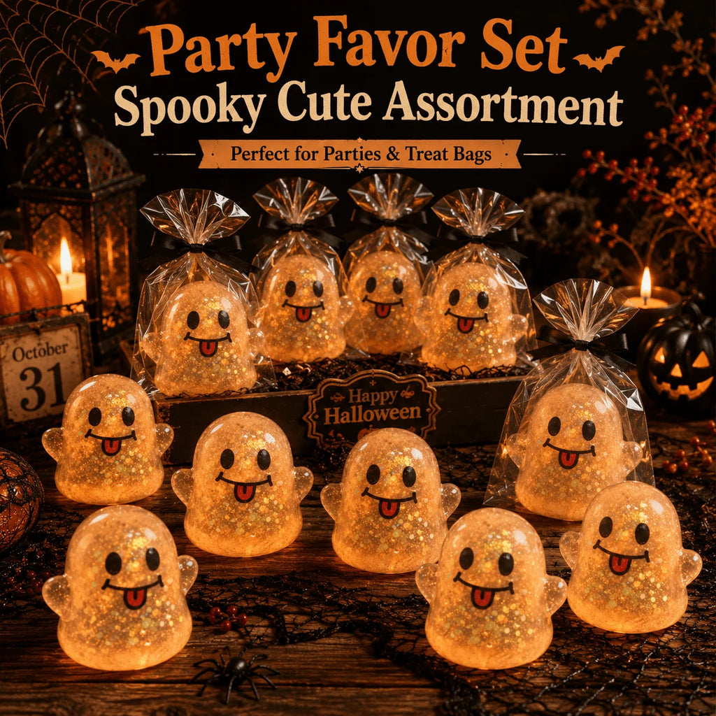 Glitter Halloween Ghost Squeeze Fidget Toy, Soft TPR Stress Reliever