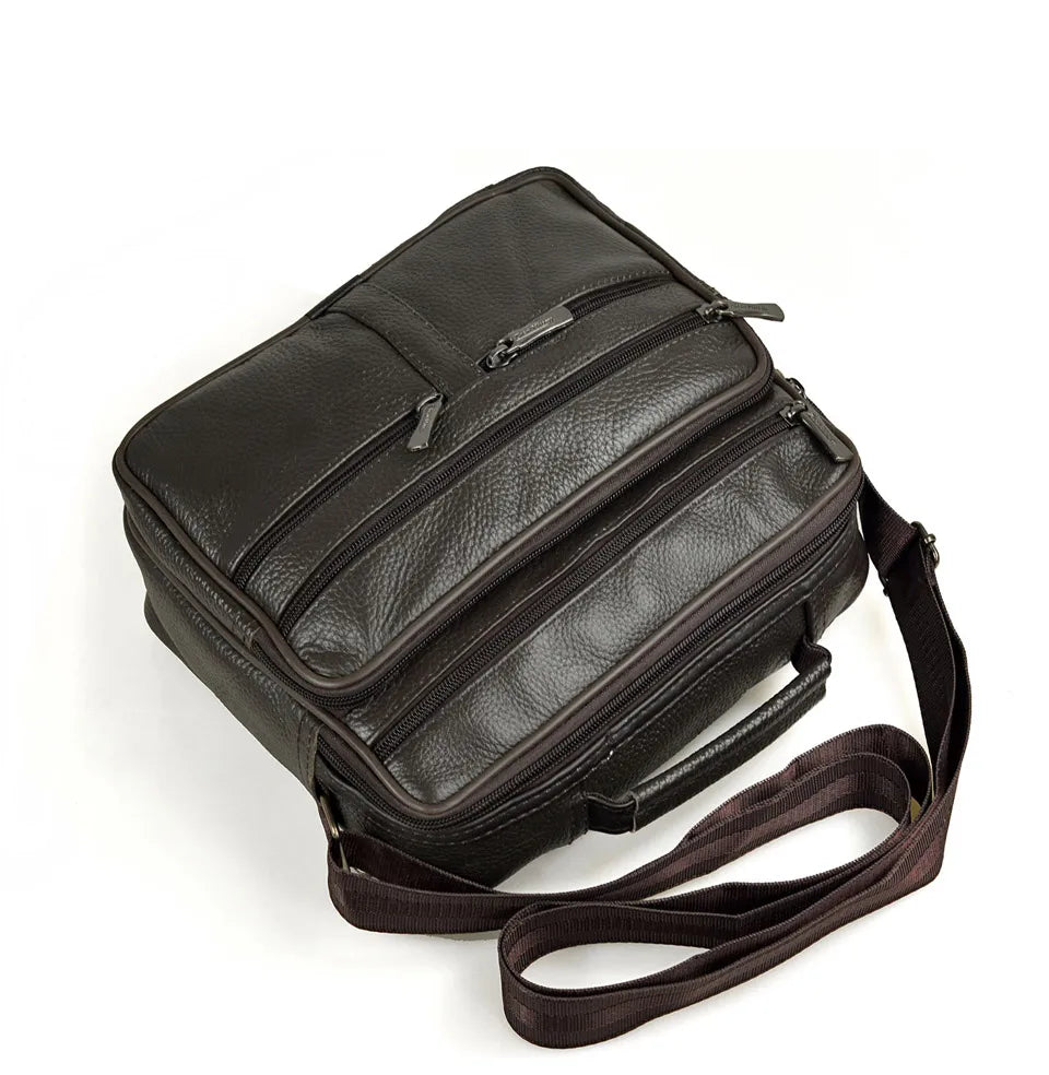 Men's Genuine Leather Messenger Bag with Removable Strap