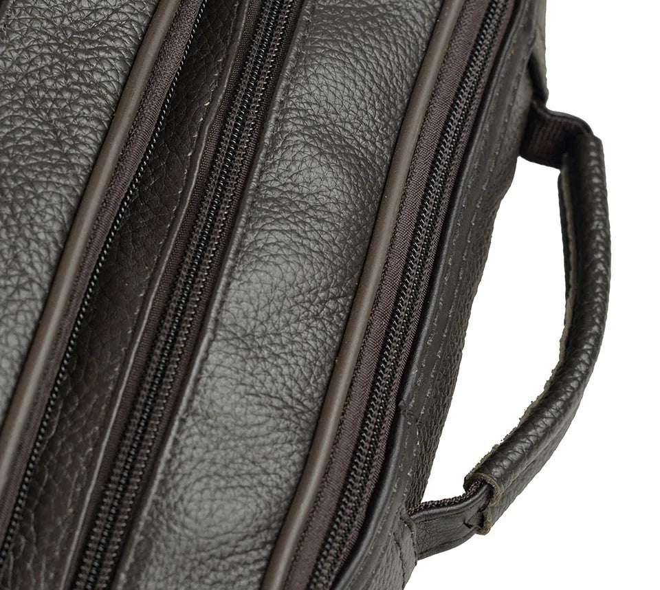 Men's Genuine Leather Messenger Bag with Removable Strap