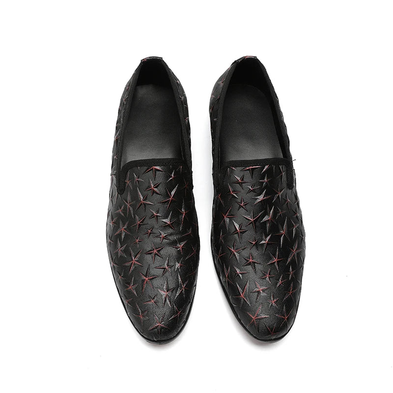 NA161 Black Star Men's Luxury Brand Leather Casual Oxfords Loafers Moccasins Italian Shoes for Men Flats