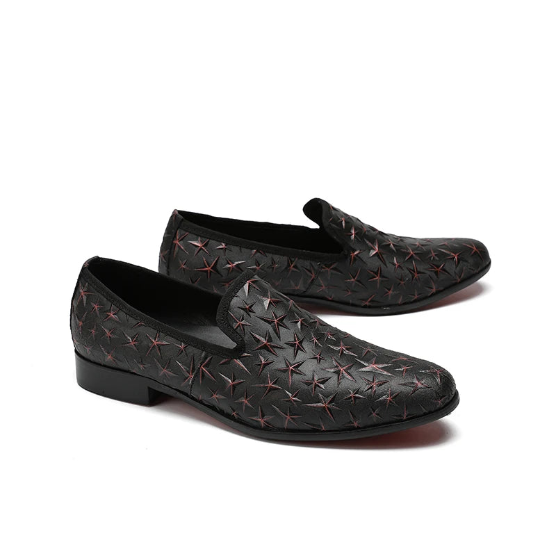 NA161 Black Star Men's Luxury Brand Leather Casual Oxfords Loafers Moccasins Italian Shoes for Men Flats