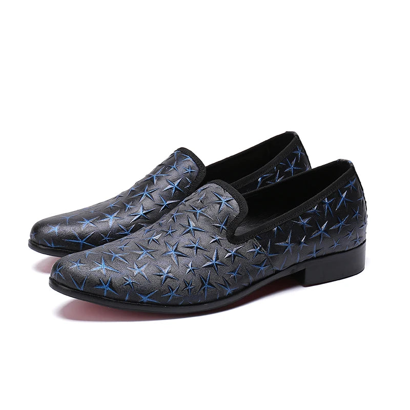 NA161 Black Star Men's Luxury Brand Leather Casual Oxfords Loafers Moccasins Italian Shoes for Men Flats