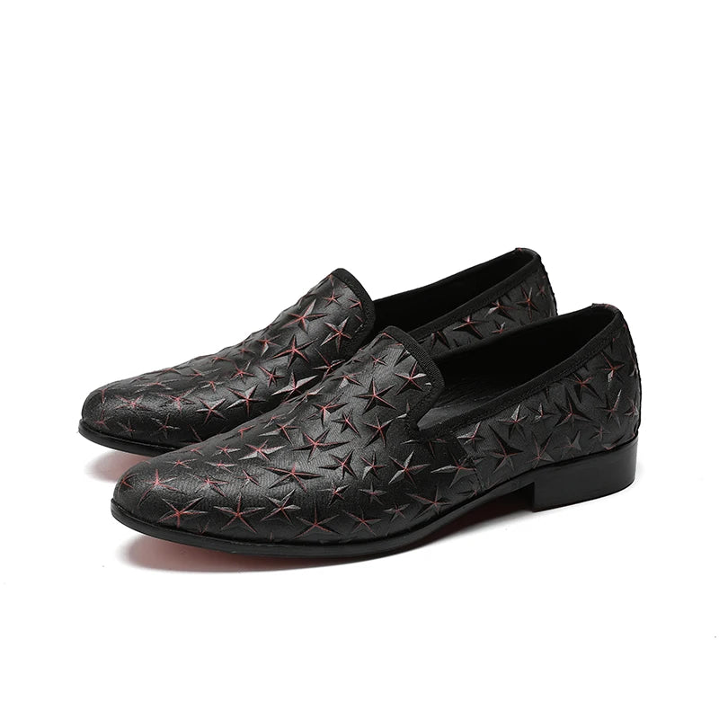 NA161 Black Star Men's Luxury Brand Leather Casual Oxfords Loafers Moccasins Italian Shoes for Men Flats
