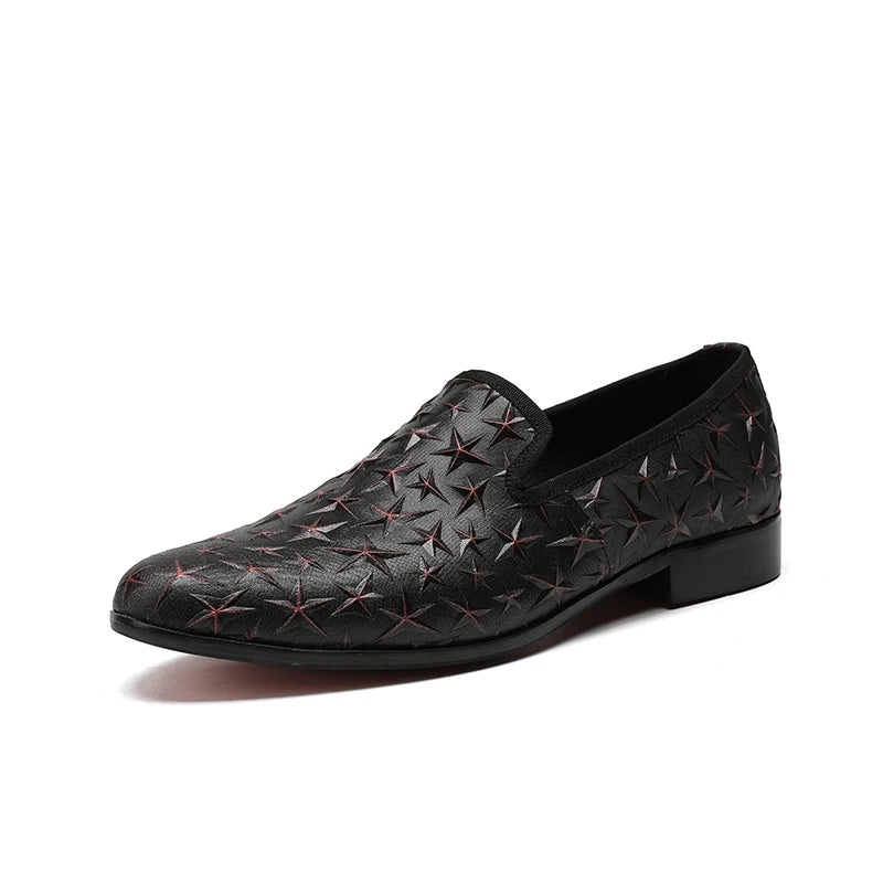 NA161 Black Star Men's Luxury Brand Leather Casual Oxfords Loafers Moccasins Italian Shoes for Men Flats