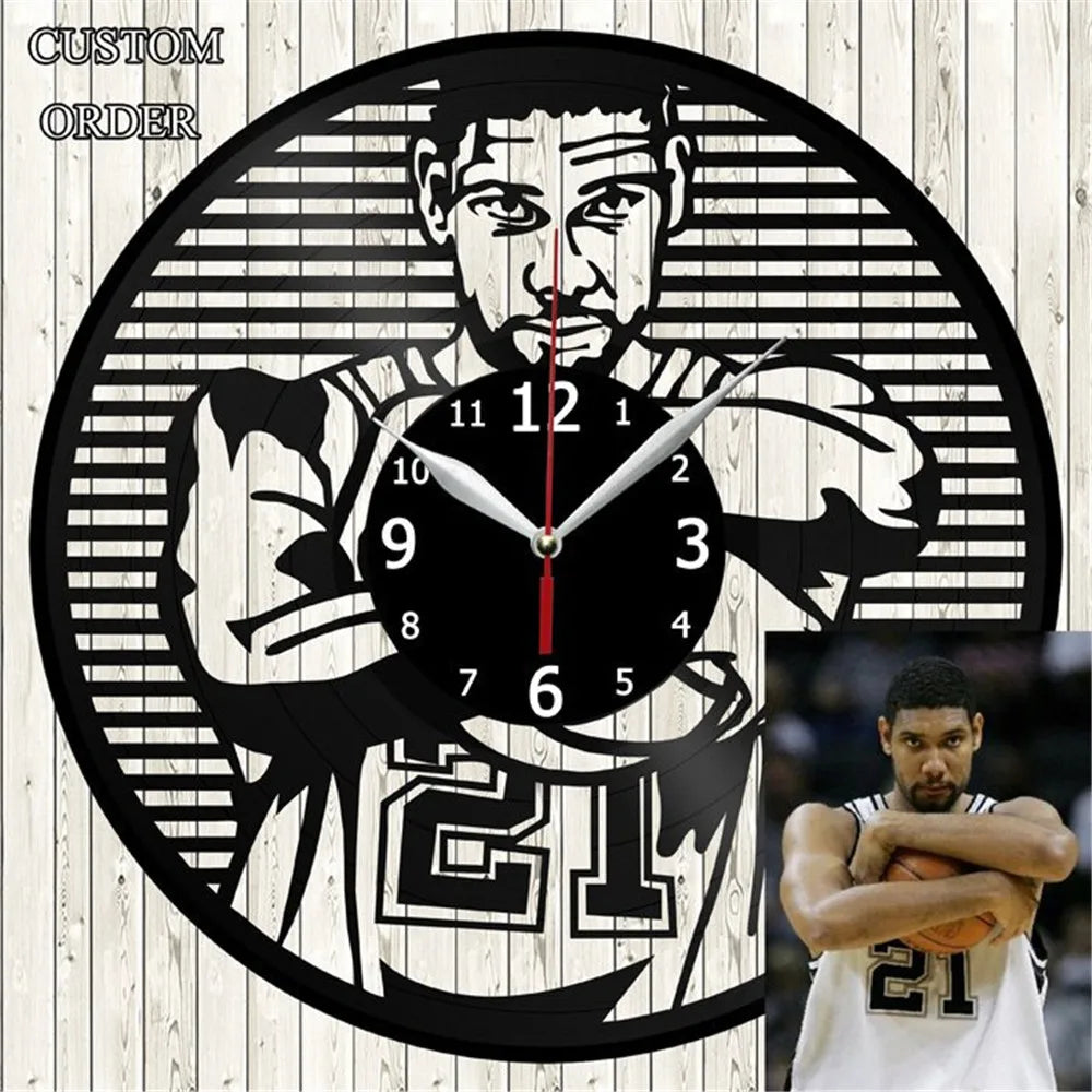 Kitchen-Themed Vinyl Record Wall Clock, 12-Inch, Optional LED Backlight