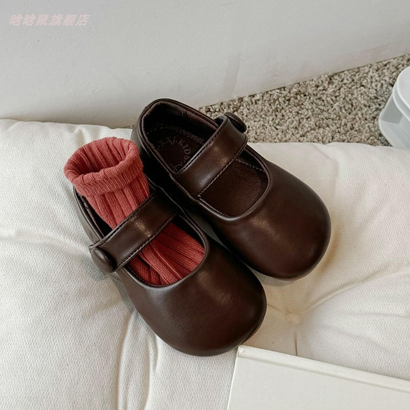 Girls' Princess Shoes with Velcro Closure, Non-Slip Rubber Sole