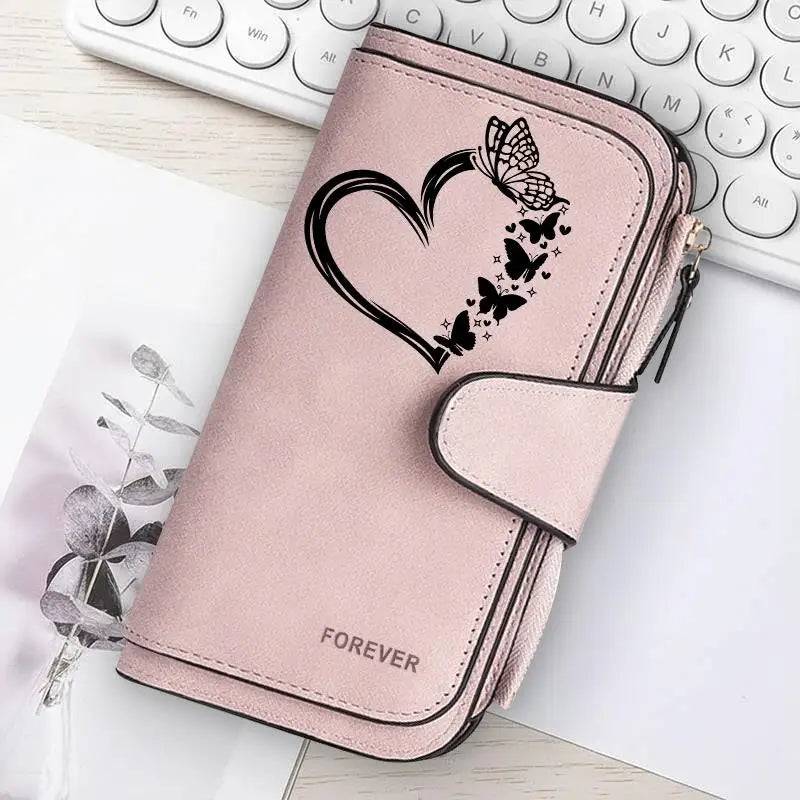 Women's Butterfly Long-Zip PU Wallet