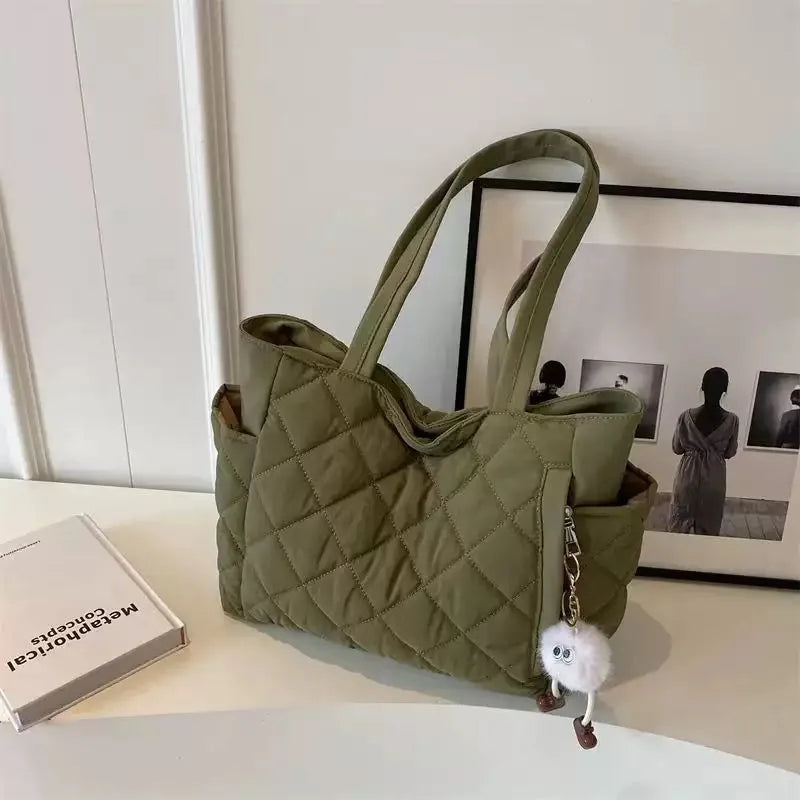 Women's Quilted Nylon Tote Bag