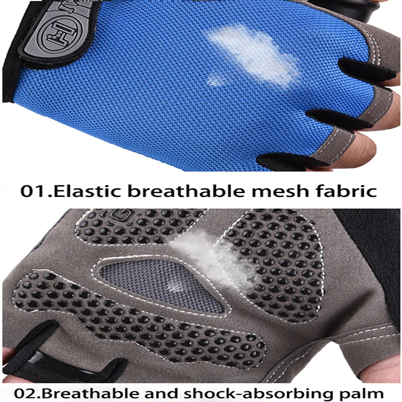 Unisex Breathable Half-Finger Gym Gloves, Anti-Slip Grip, M–XL