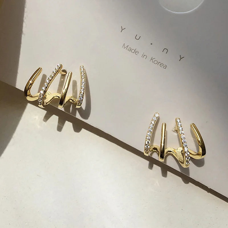 Korean-Style CZ Crystal Claw Earrings