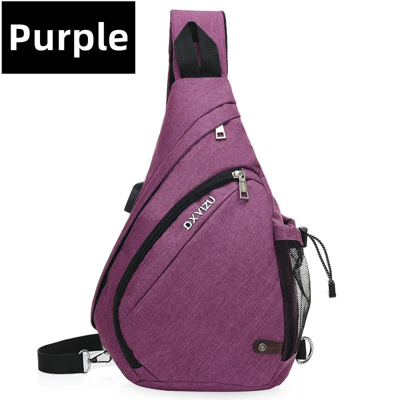 Men's One-Shoulder Sling Backpack with USB Charging Port