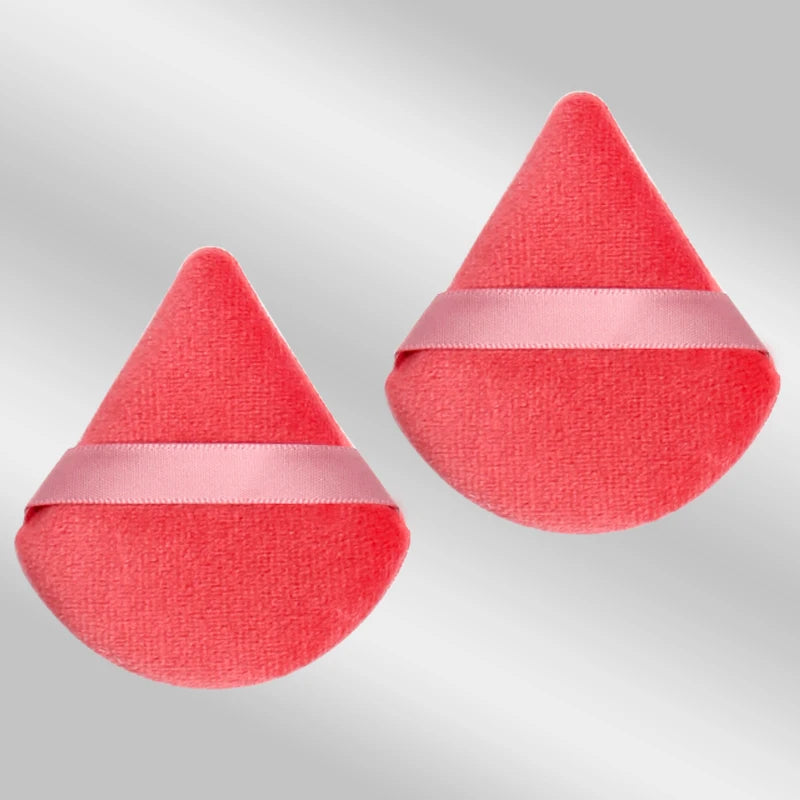 Triangle Velvet Makeup Puffs, 2-Piece Set, 6 cm