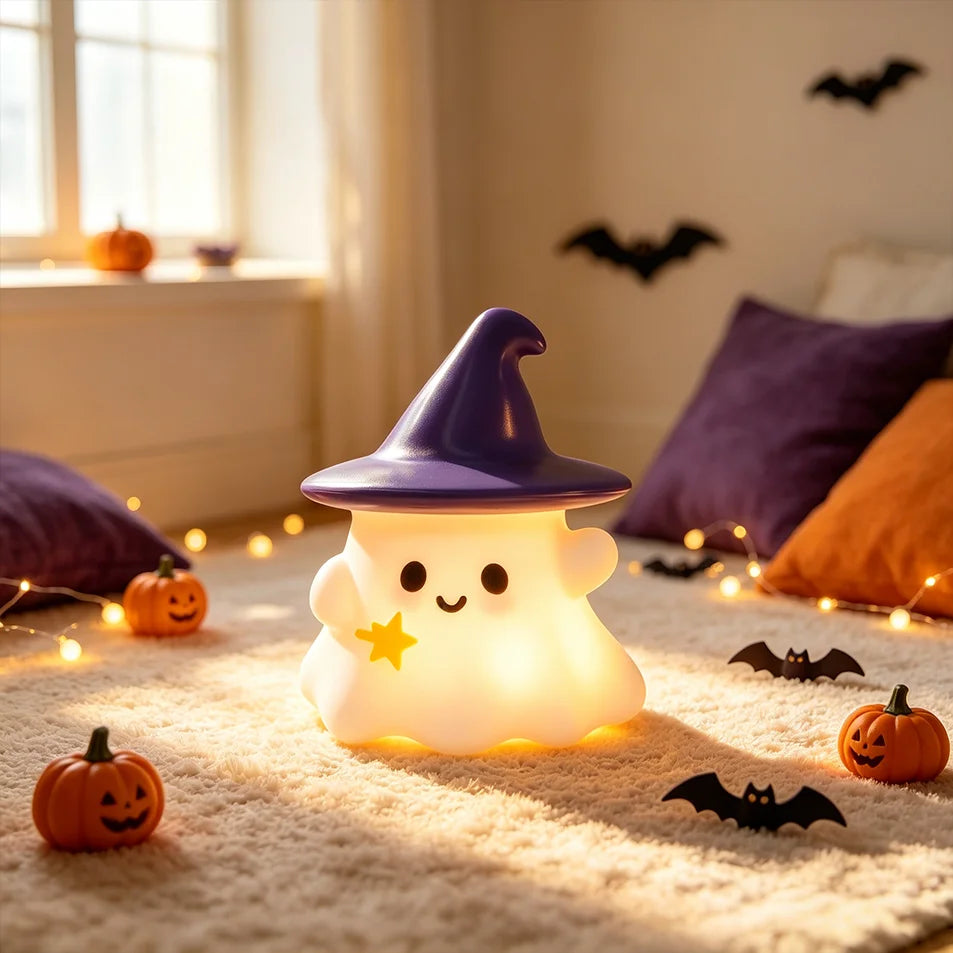 Halloween Ghost, Witch Hat & Pumpkin Night Light