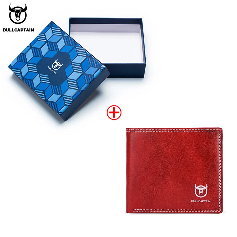 BULLCAPTAIN Men's Genuine Leather Wallet with Gift Box Option