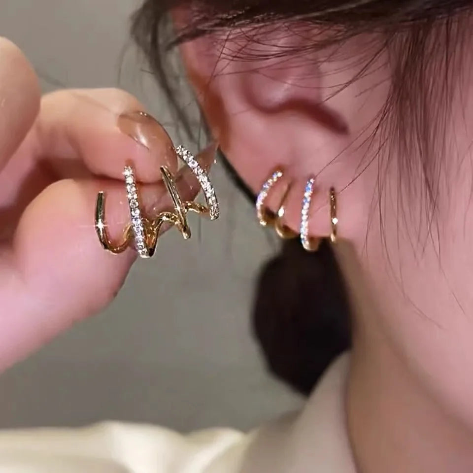 Korean-Style CZ Crystal Claw Earrings