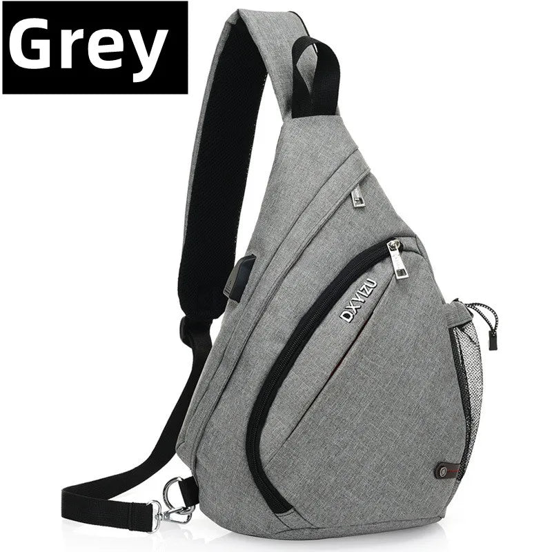 Men's One-Shoulder Sling Backpack with USB Charging Port