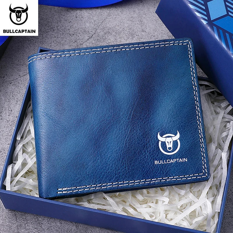 BULLCAPTAIN Men's Genuine Leather Wallet with Gift Box Option