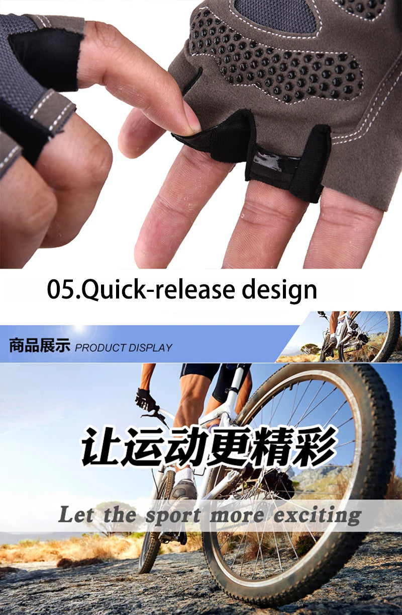 Unisex Breathable Half-Finger Gym Gloves, Anti-Slip Grip, M–XL