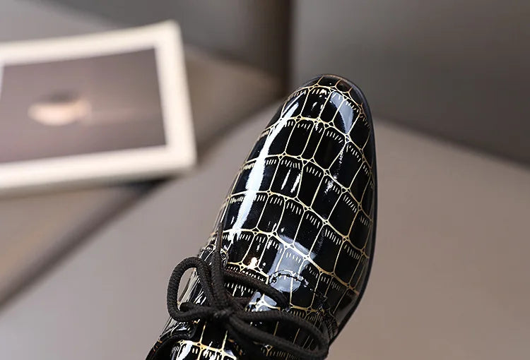 Boys Performance Shoe Pointed Toe Black White Children Leather Casual Shoes Fashion School Student Non-slip Kids Wedding Shoes