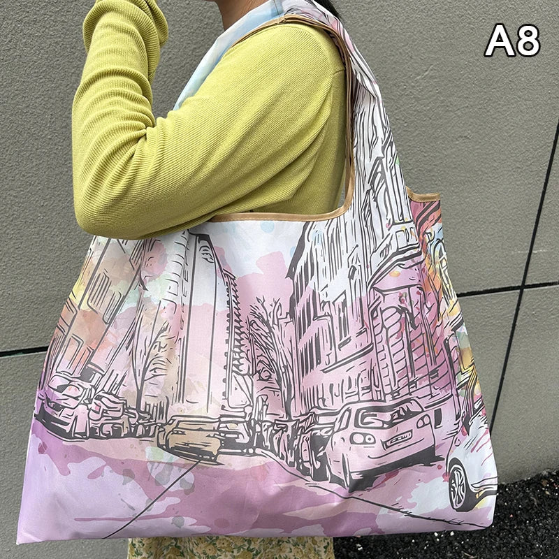 Foldable Nylon Reusable Shopping Tote Bag