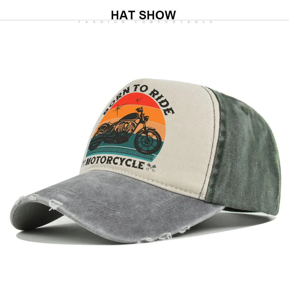 Retro Washed Print Cotton Baseball Cap