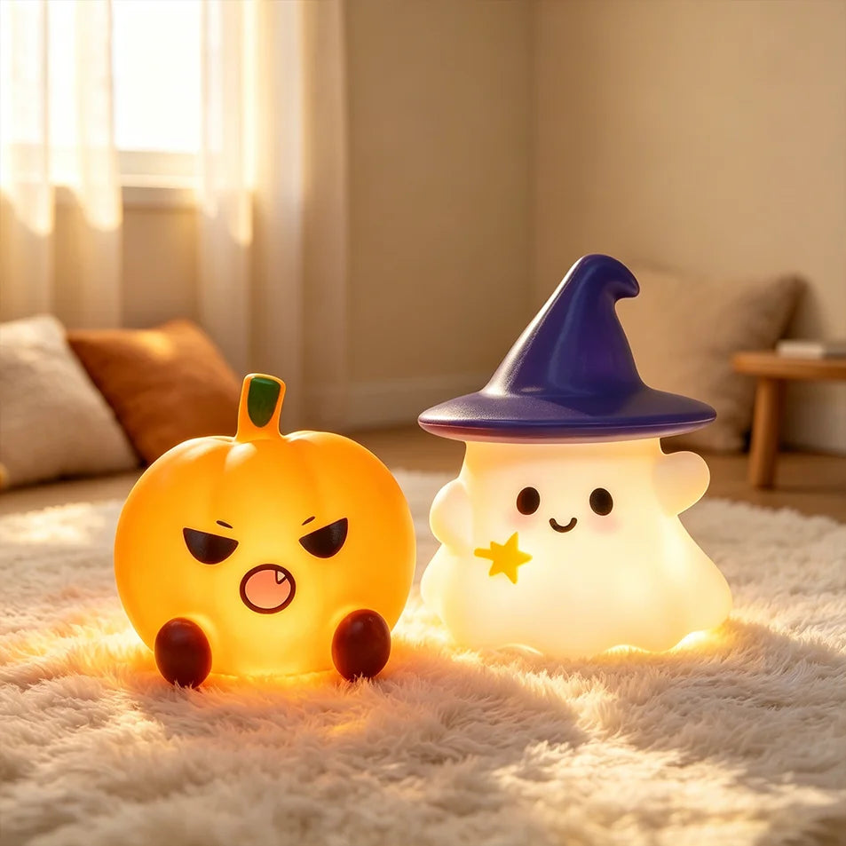 Halloween Ghost, Witch Hat & Pumpkin Night Light
