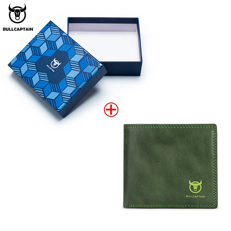 BULLCAPTAIN Men's Genuine Leather Wallet with Gift Box Option