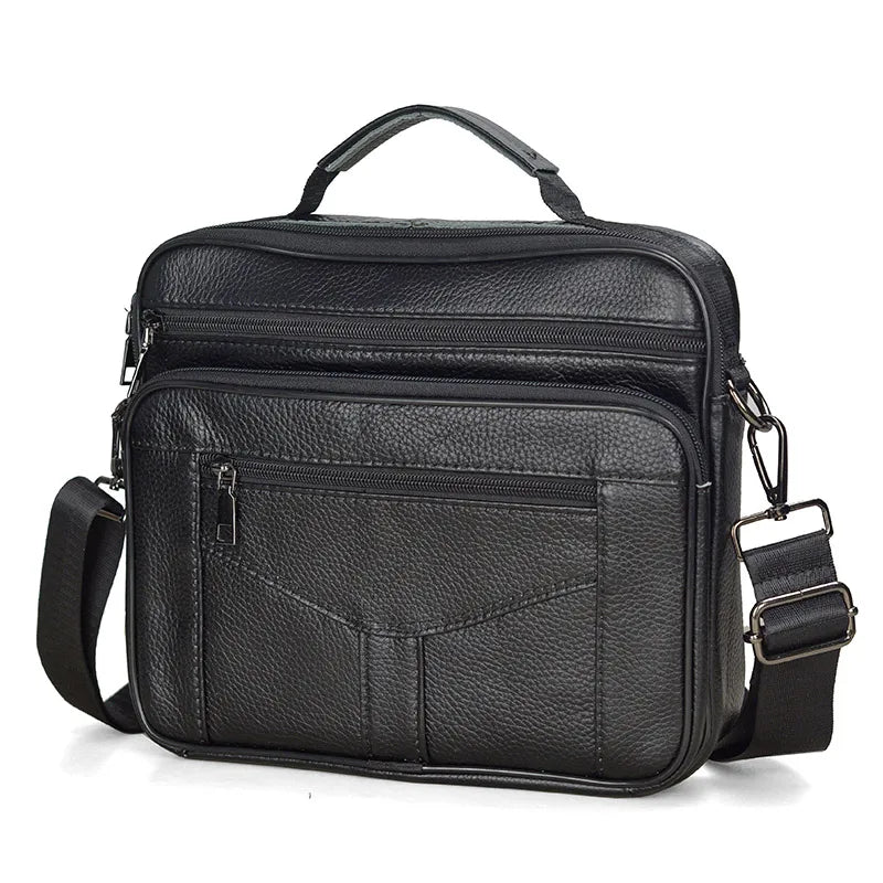 Men's Genuine Leather Messenger Bag with Removable Strap