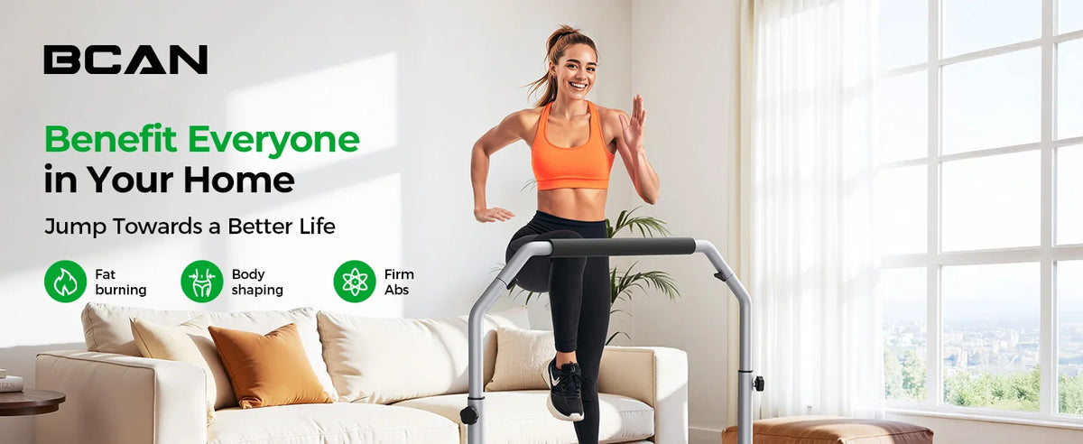 Foldable Mini Trampoline Rebounder with Adjustable Handle, 40 or 48 in