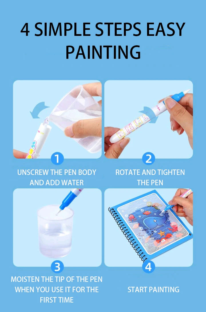 Reusable Coloring Book Magic Water Drawing Book Sensory Early Education for Children