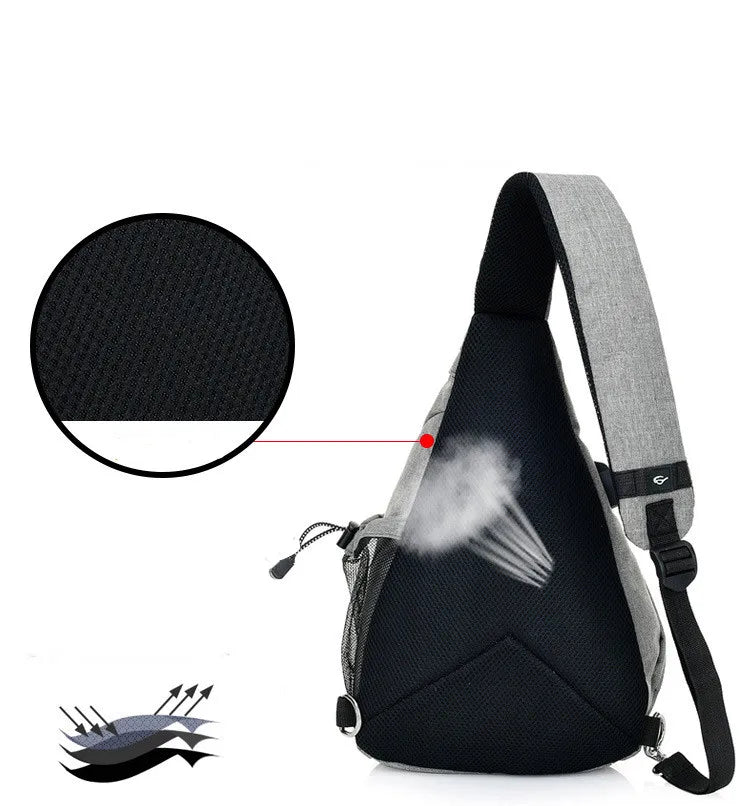 Men's One-Shoulder Sling Backpack with USB Charging Port