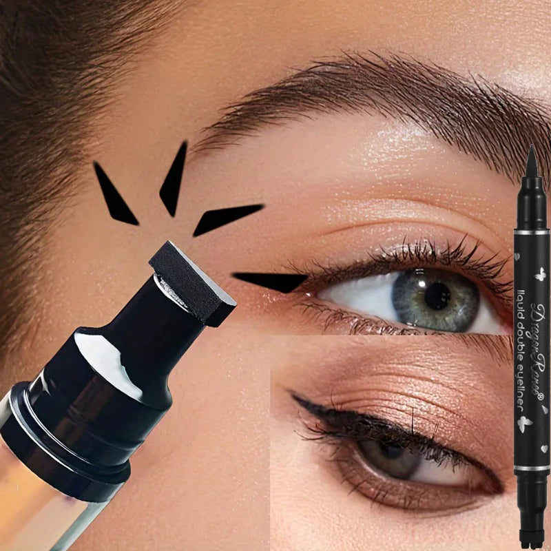 Double-Ended Stamp Eyeliner Pen Waterproof Star Heart Triangle Seal Eye Liner Extension Eye Corner Tail Makeup Quick-Drying