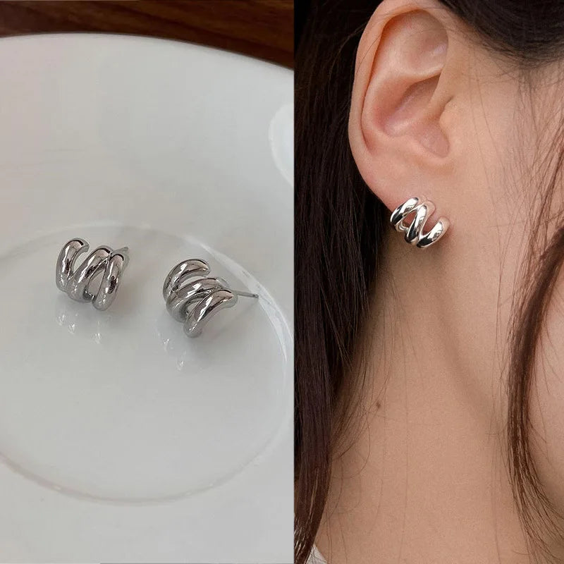 Korean-Style CZ Crystal Claw Earrings