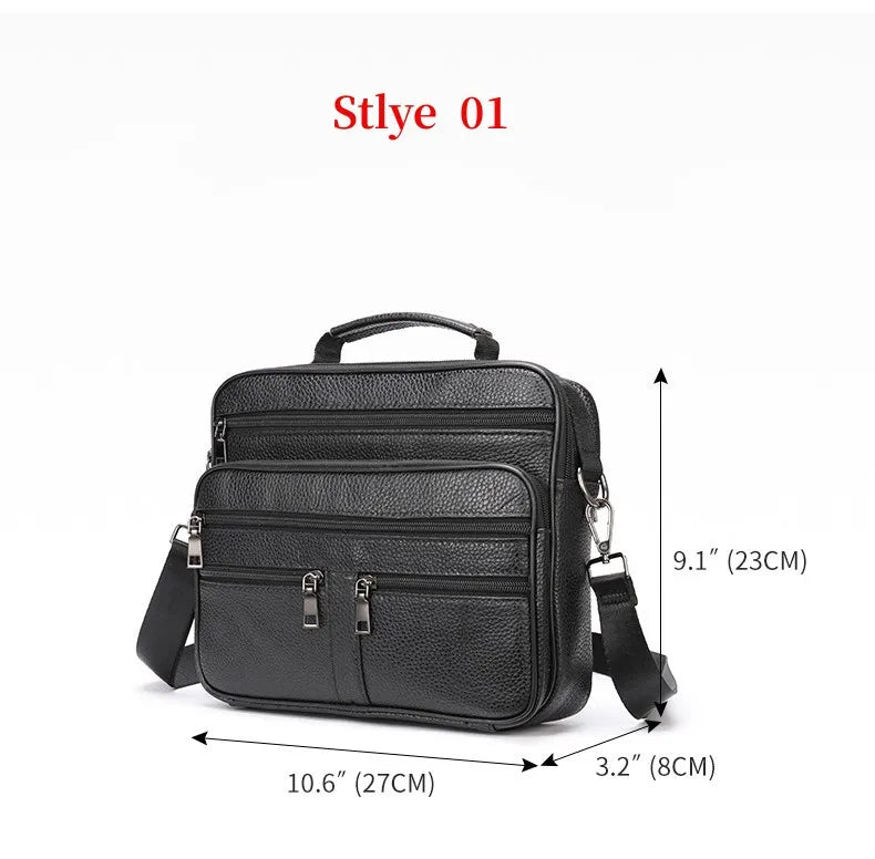 Men's Genuine Leather Messenger Shoulder Bag