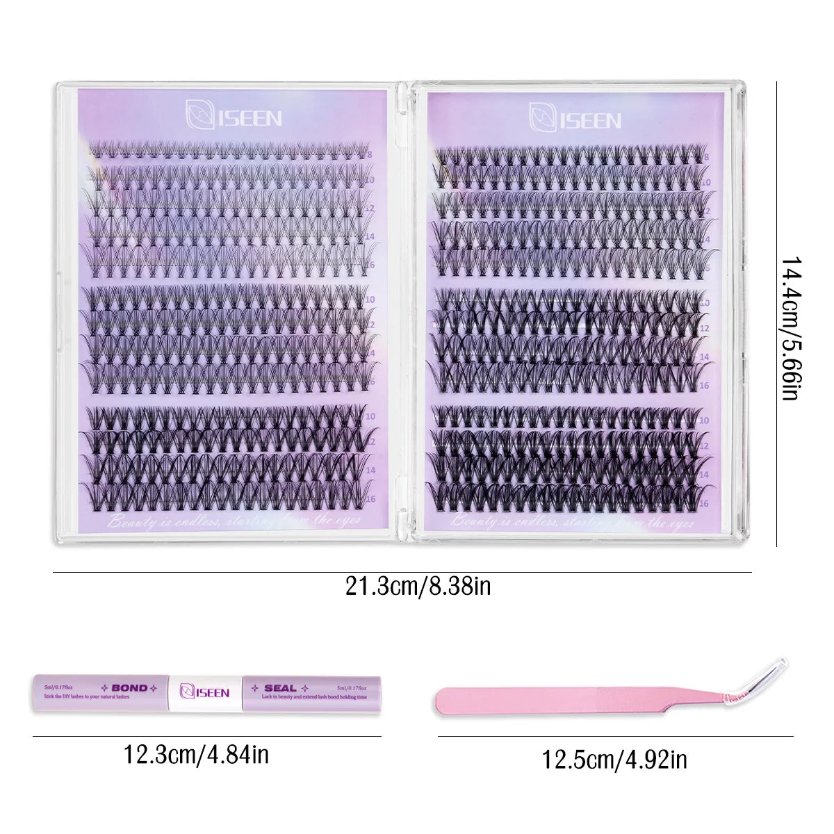 DIY Wispy Lash Clusters Kit, 8–16 mm C-Curl with Bond & Seal
