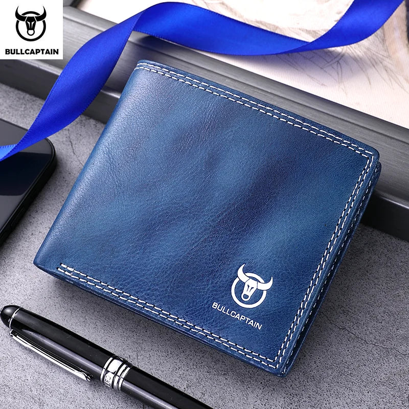 BULLCAPTAIN Men's Genuine Leather Wallet with Gift Box Option