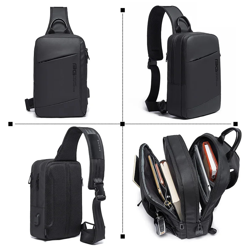 BANGE Oxford One-Shoulder Sling Bag with USB Port