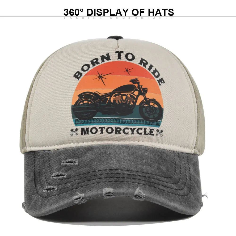 Retro Washed Print Cotton Baseball Cap