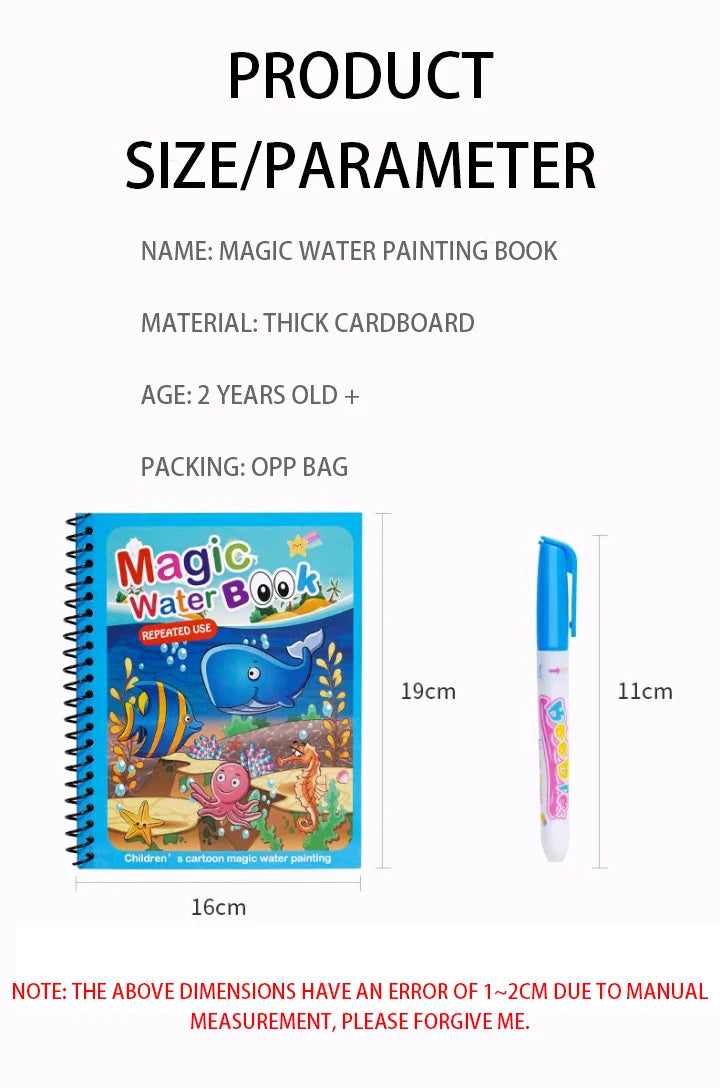Reusable Coloring Book Magic Water Drawing Book Sensory Early Education for Children