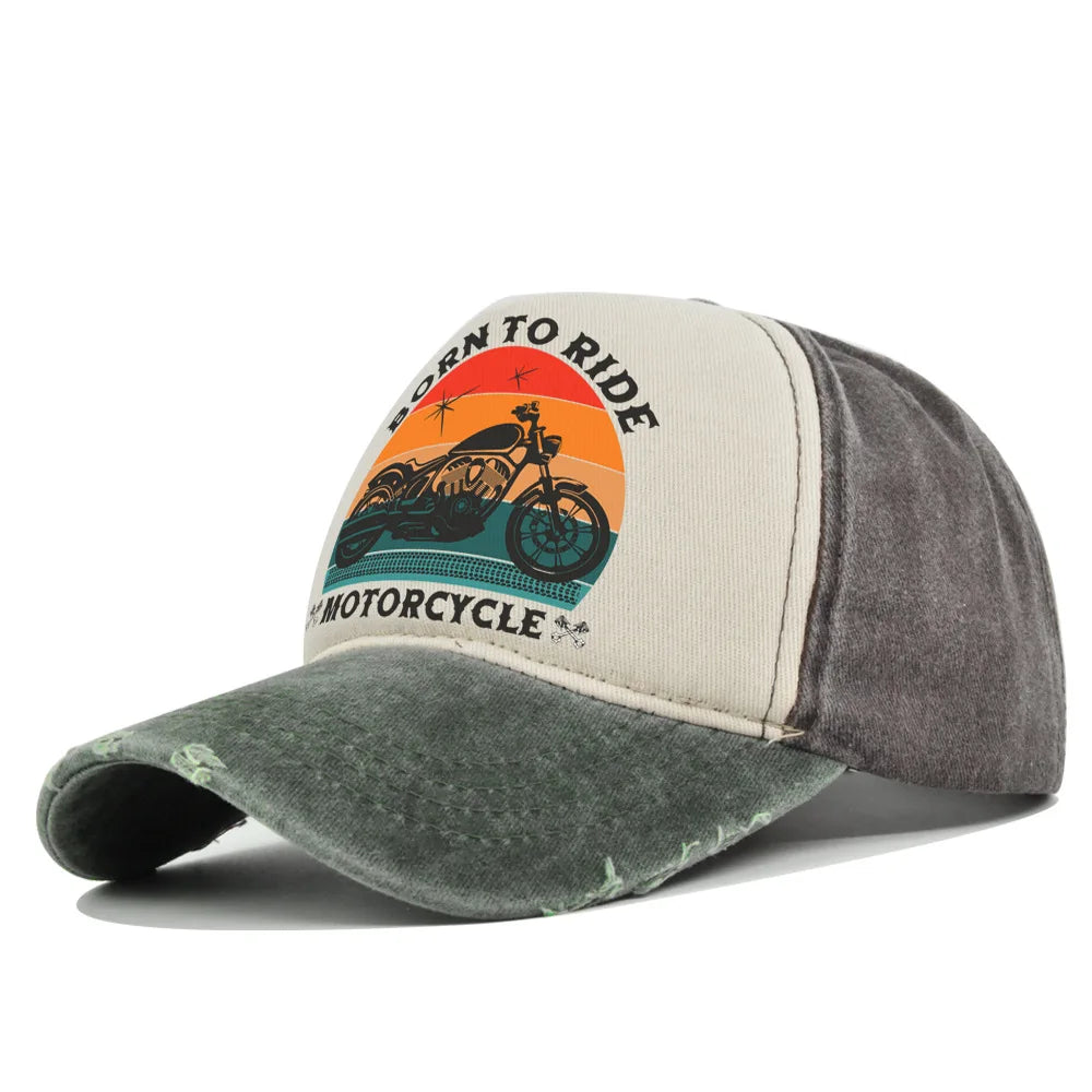 Retro Washed Print Cotton Baseball Cap