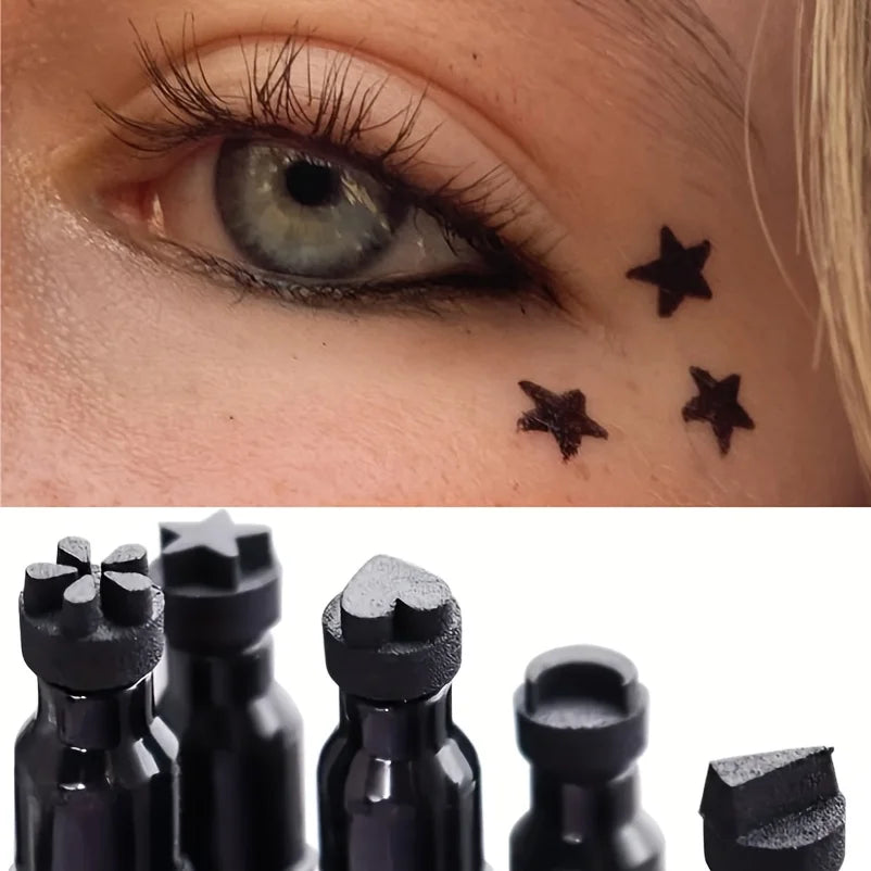 Double-Ended Stamp Eyeliner Pen Waterproof Star Heart Triangle Seal Eye Liner Extension Eye Corner Tail Makeup Quick-Drying