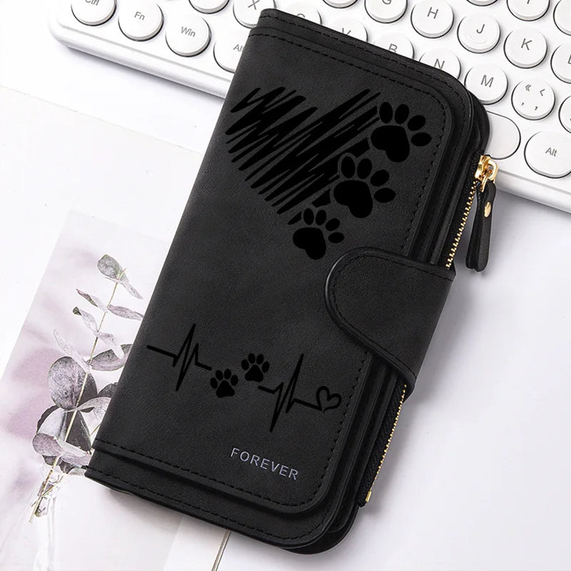 Women's Butterfly Long-Zip PU Wallet