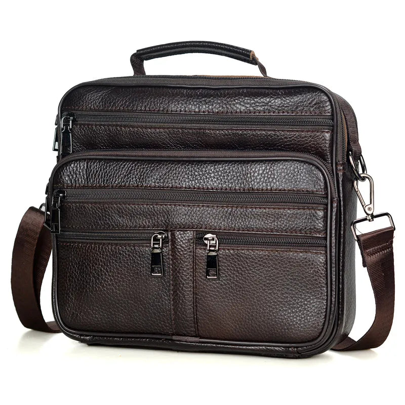 Men's Genuine Leather Messenger Bag with Removable Strap