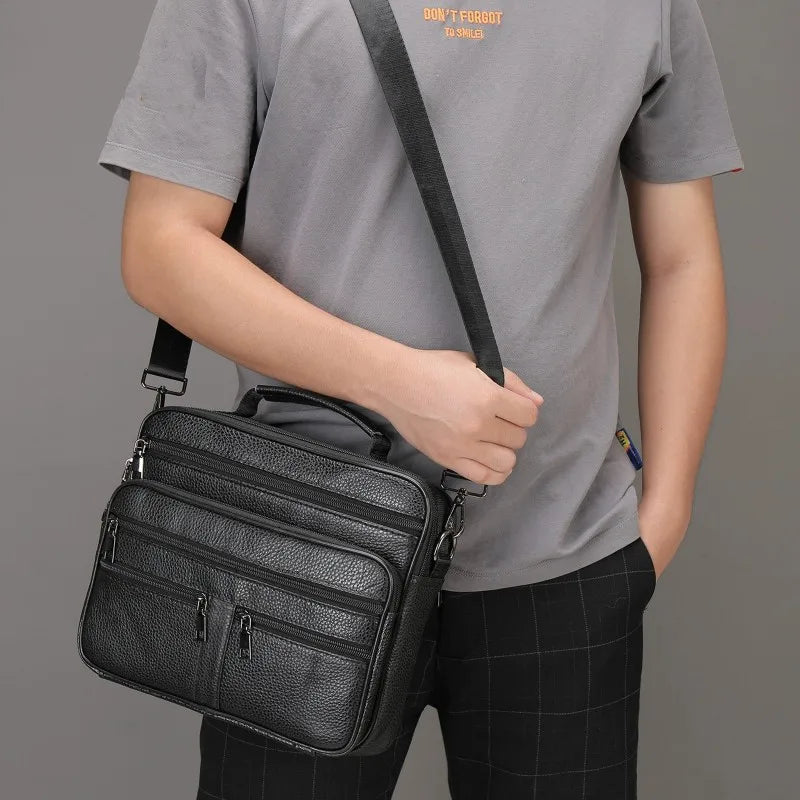 Men's Genuine Leather Messenger Shoulder Bag
