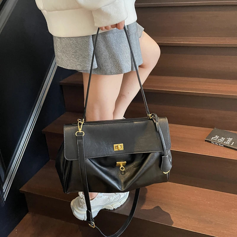 Women's Soft PU Flap Shoulder & Crossbody Bag