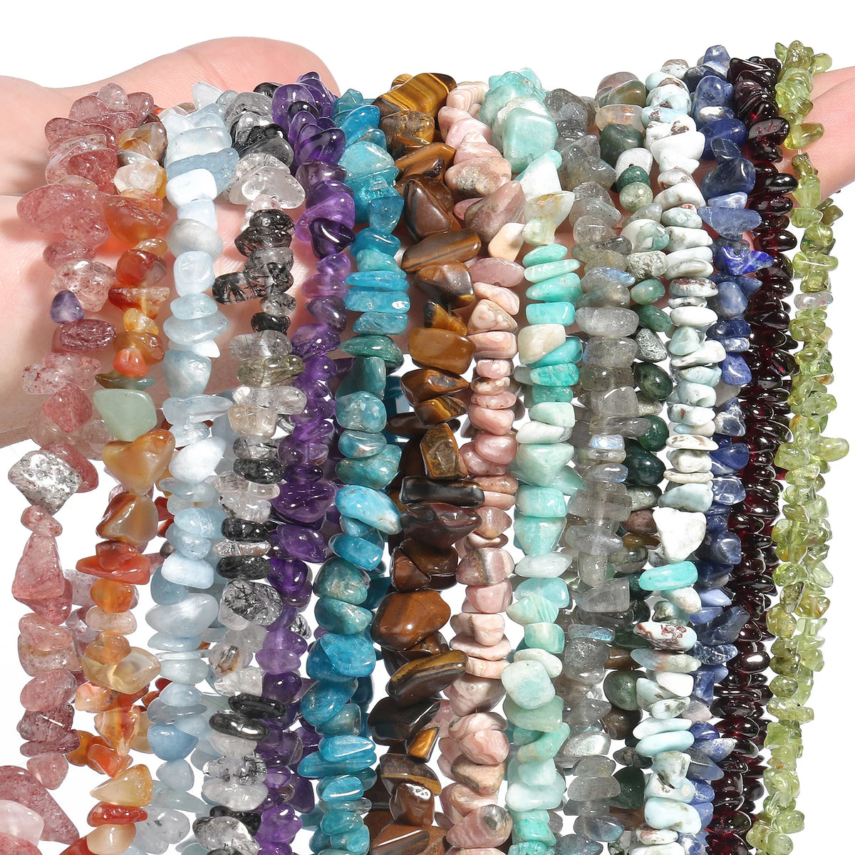 Natural Gemstone Chip Beads, 16-Inch Strands for DIY Jewelry